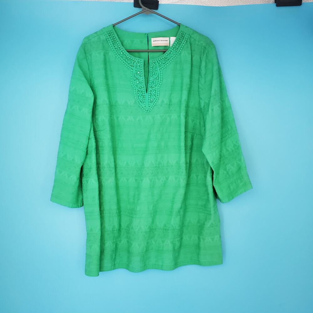Alfred Dunner Blouse Size 18W Lace Trim 3/4 Sleeve